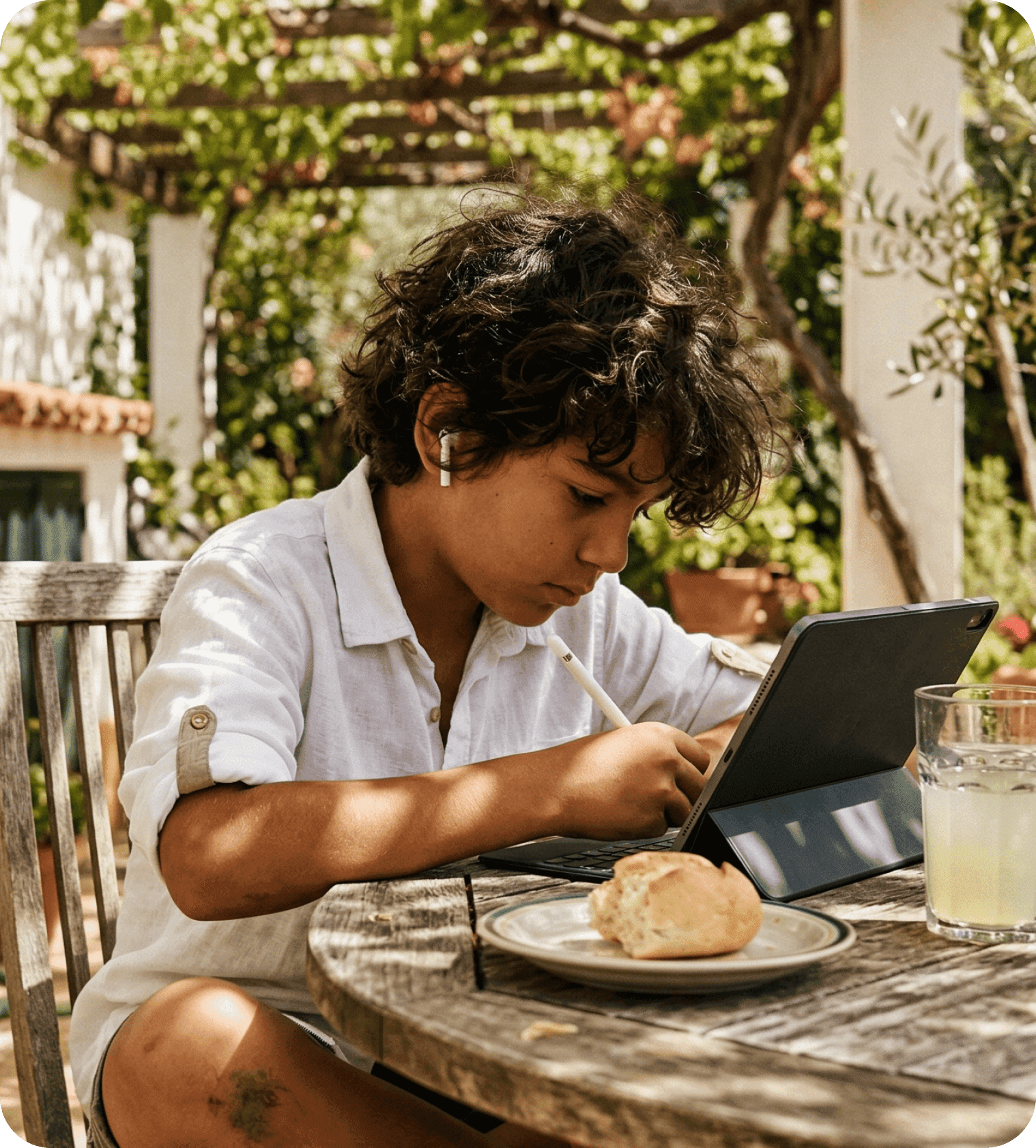 A child learning on an iPad