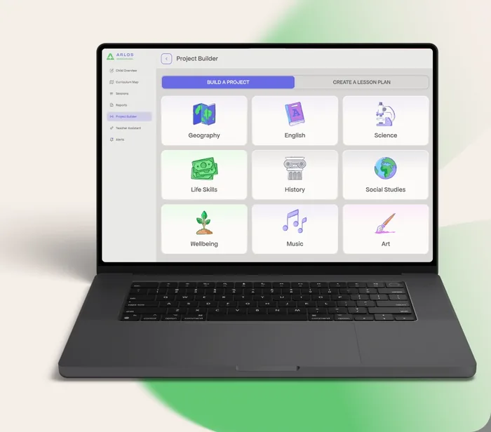 The project and lesson builder in ARLOS Studio
